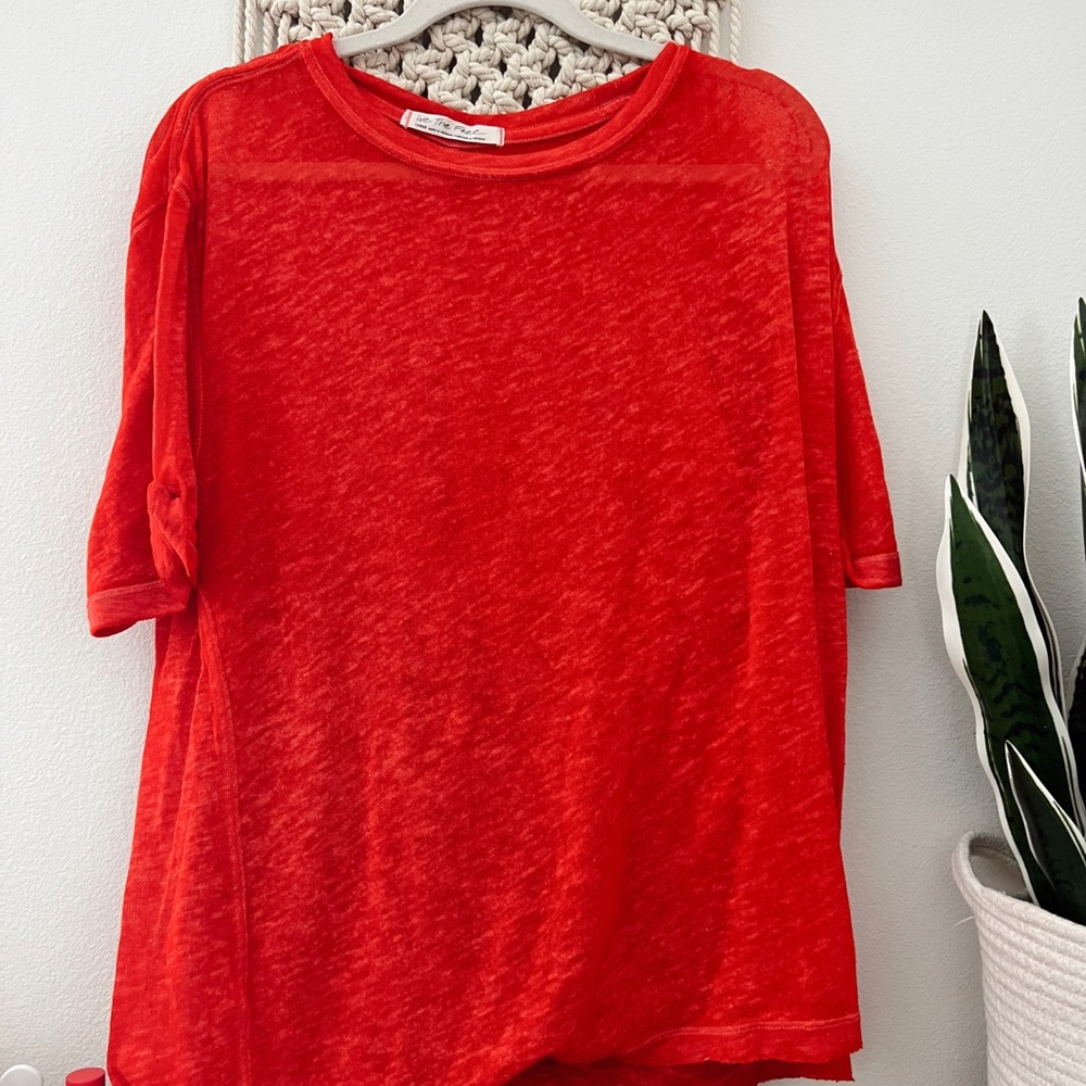 Free People Oversized Red Tee Large